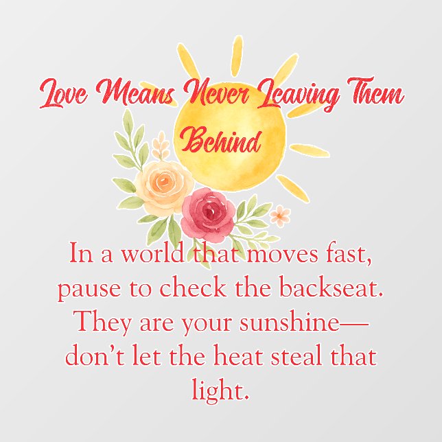 Child Safety Reminder  Window Cling (Sheet)