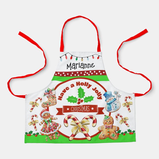 Child Size Holly Jolly Christmas  Apron (Front)