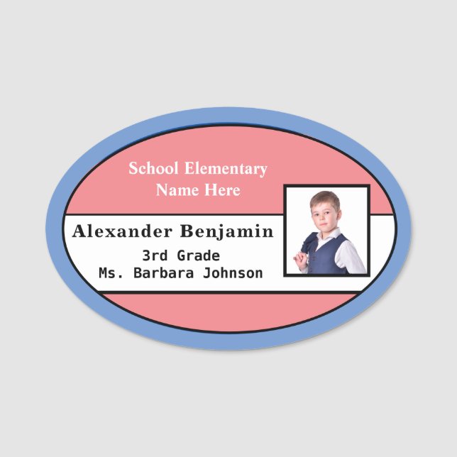 Child Student Photo Name ID Identification Custom Tag (Front)