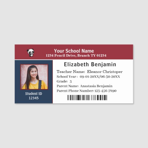 Child Student School Boy Girl ID Card Personalize Name Tag