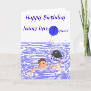 Child Swimmer birthday card add age name