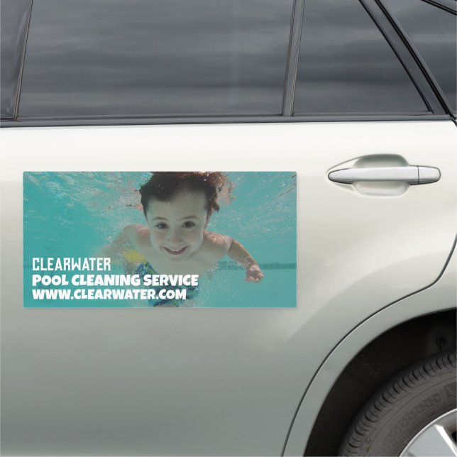 Child Swimmer Portrait, Swimming Pool Cleaning Car Magnet (In Situ)