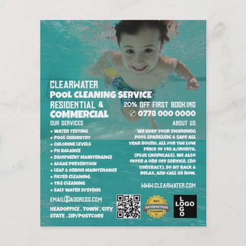 Child Swimmer Portrait Swimming Pool Cleaning Flyer