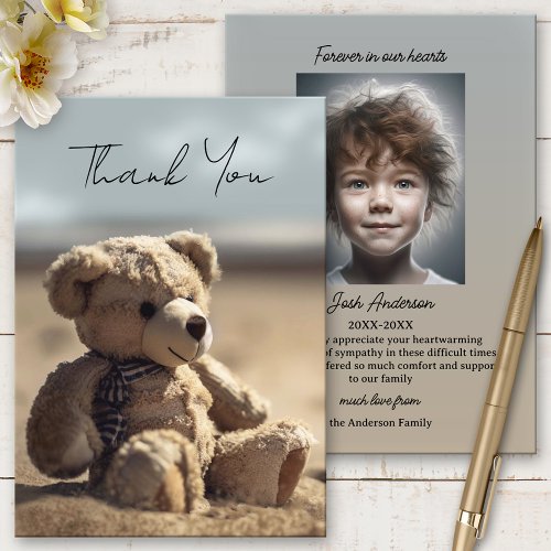 Child Sympathy Funeral Photo Thank You Card