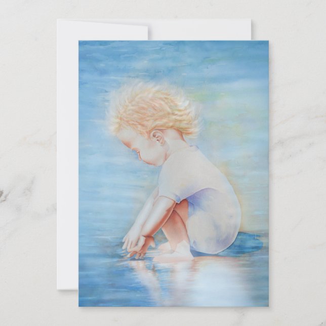 Child toddler on beach lakefront water scene  invitation (Front)