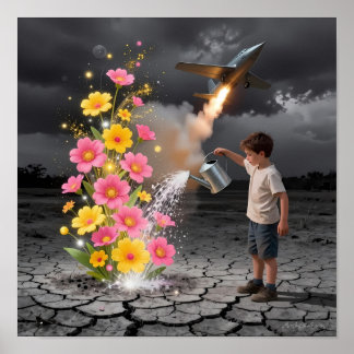 Child Watering Flowers in Ashen Lands Poster
