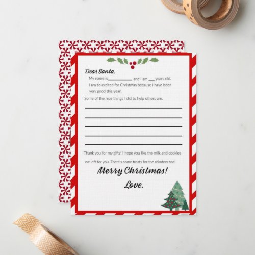 Child Wish List To Santa Note Card