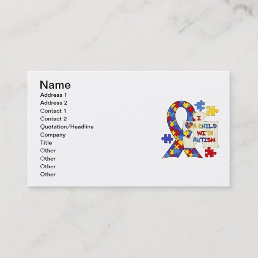 Customizable Child With Autism Awareness Ribbon Business Card
