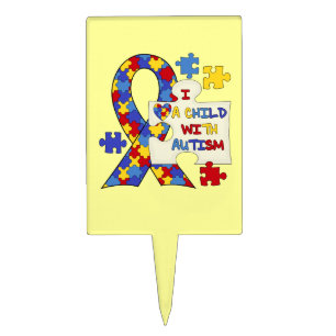 Child With Autism Awareness Ribbon Cake Topper
