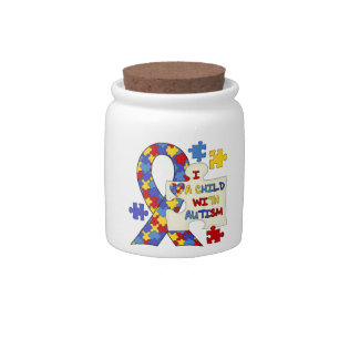 Child With Autism Awareness Ribbon Candy Jar