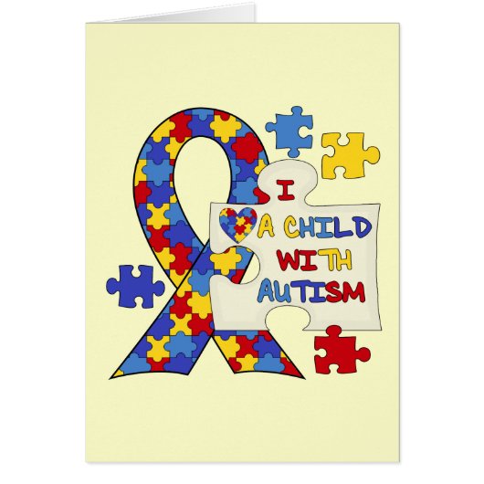 Child With Autism Awareness Ribbon Cards (Front)