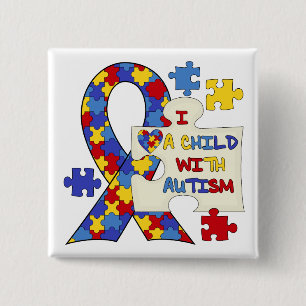 Child With Autism Awareness Ribbon Pinback Button