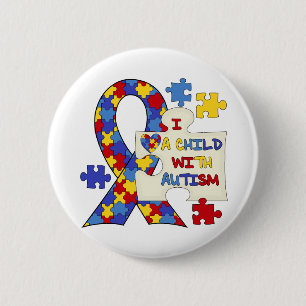 Child With Autism Awareness Ribbon Pinback Button