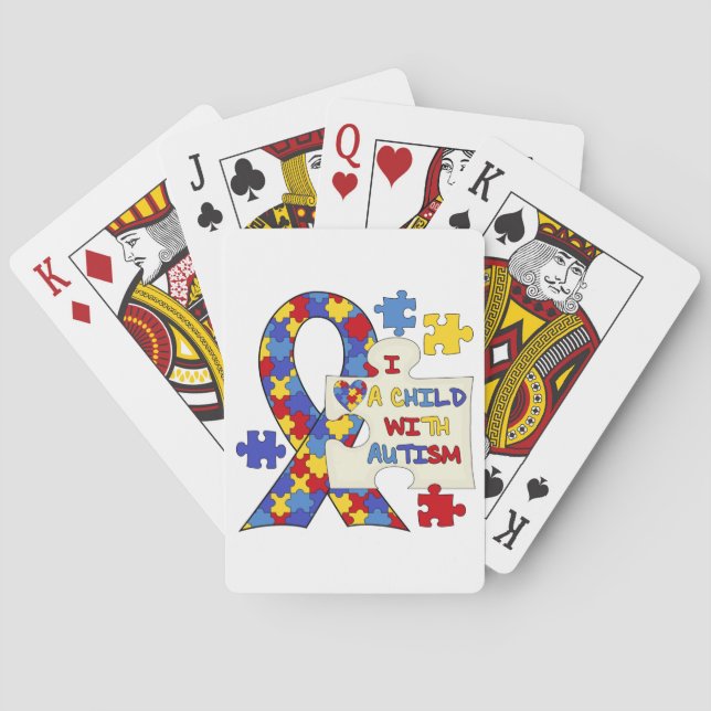 Child With Autism Awareness Ribbon Poker Cards (Back)