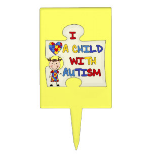 Child WIth Autism Brunette Girl 2 Cake Topper