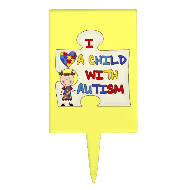 Child WIth Autism Brunette Girl 2 Cake Topper (Front)