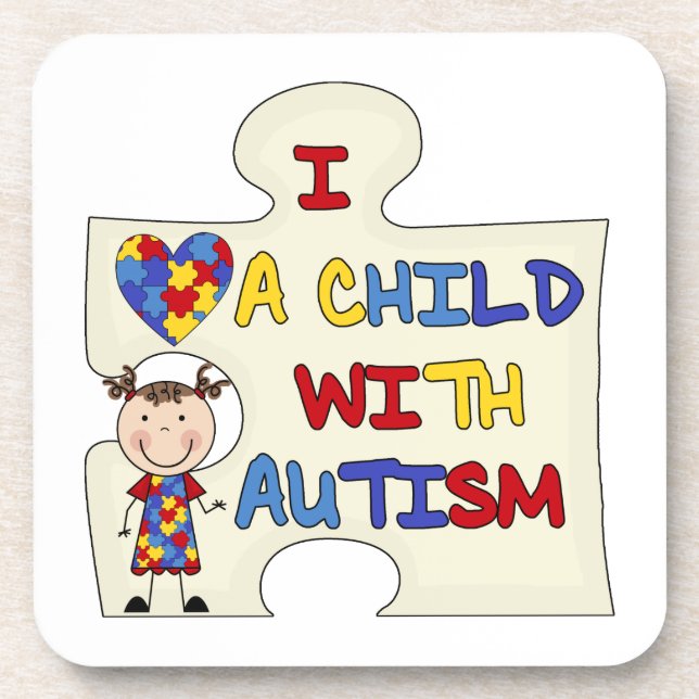 Child WIth Autism Brunette Girl 2 Coaster (Front)