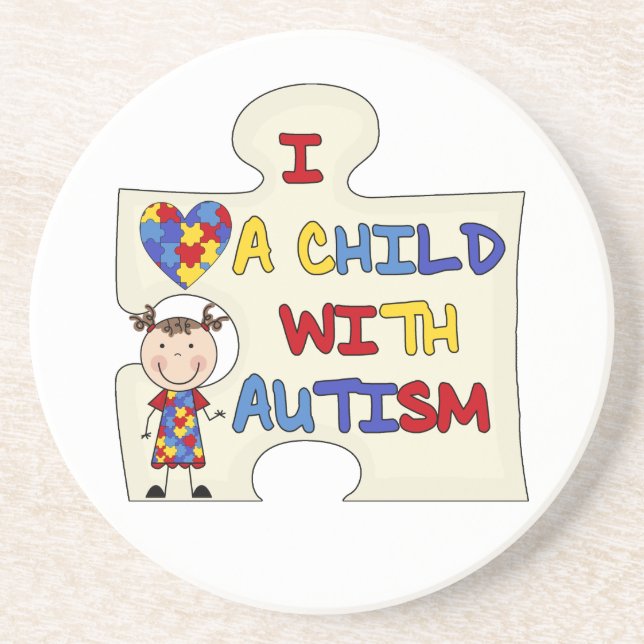 Child WIth Autism Brunette Girl 2 Coaster (Front)