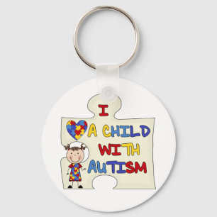 Child WIth Autism Brunette Girl 2 Keychain