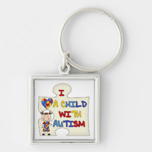 Child WIth Autism Brunette Girl 2 Keychain
