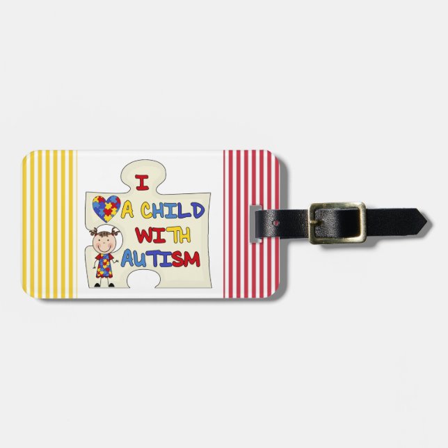 Child WIth Autism Brunette Girl 2 Luggage Tag (Front Horizontal)