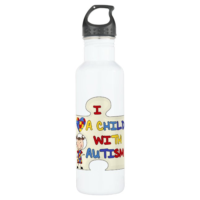 Child WIth Autism Brunette Girl 2 Stainless Steel Water Bottle (Front)