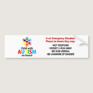 Child with Autism On Board Autism Awareness Classi Bumper Sticker