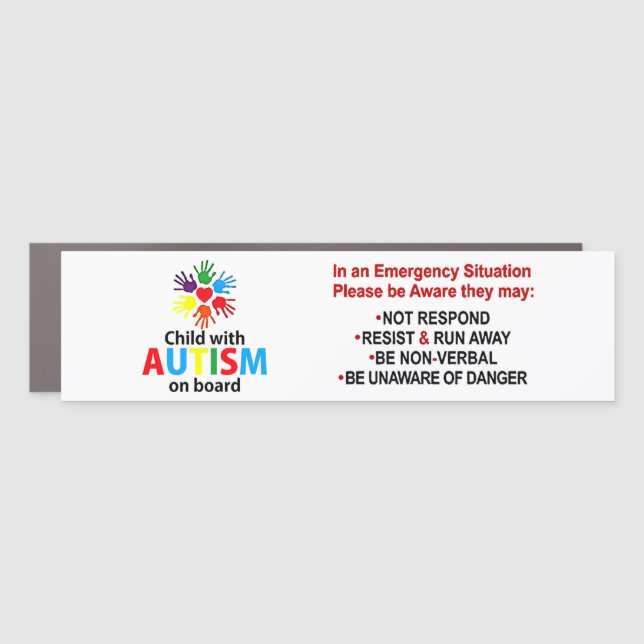 Child with Autism On Board Autism Awareness Classi Car Magnet (Front)