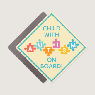 Child With Autism On Board Awareness Car Magnet