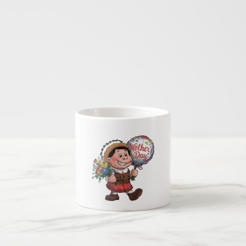Child with balloon and flowers for Mothers Day Espresso Cup
