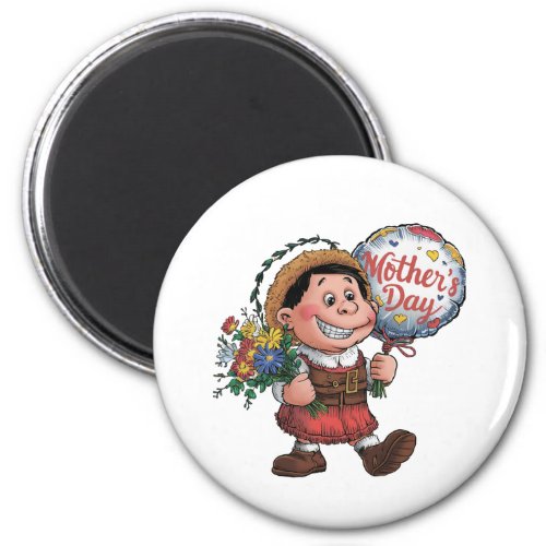 Child with balloon and flowers for Mothers Day Magnet