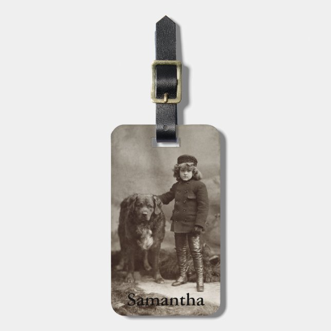 Child With Dog, C1885 Luggage Tag (Front Vertical)