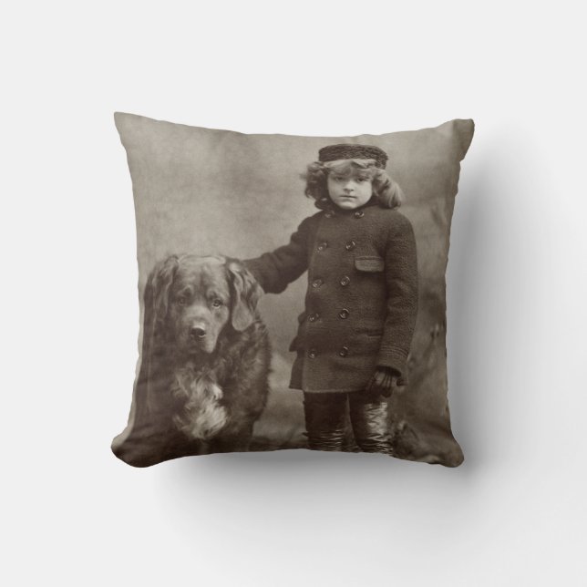 Child With Dog, C1885 Throw Pillow (Front)