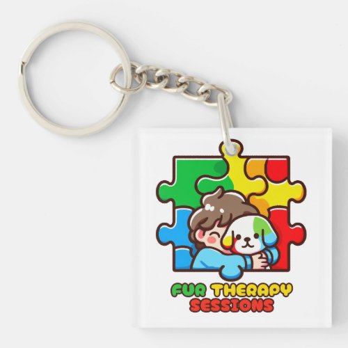 Child with Dog _ Calming Comfort for ADHD Keychain