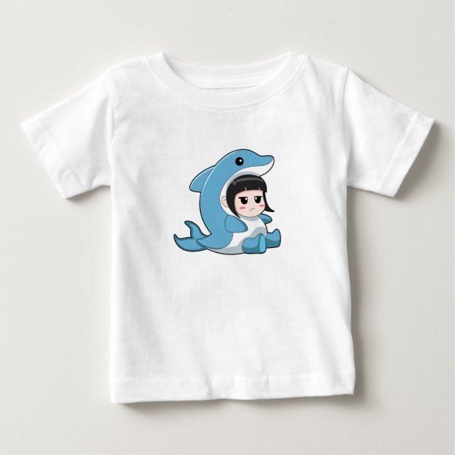Child with Dolphin Costume Baby T-Shirt (Front)