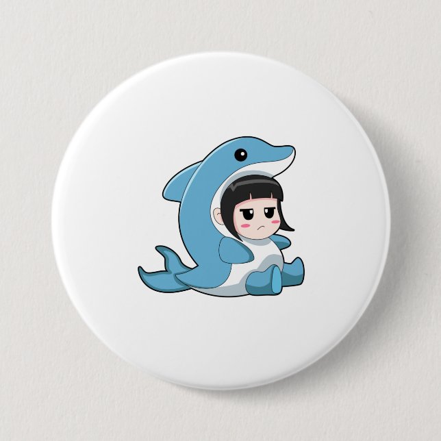 Child with Dolphin Costume Button (Front)