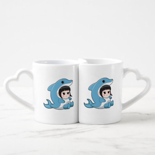 Child with Dolphin Costume Coffee Mug Set