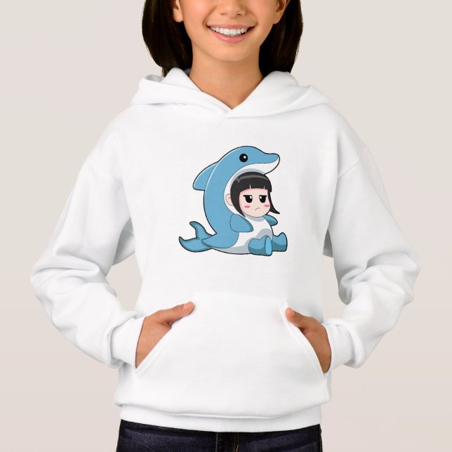 Child with Dolphin Costume Hoodie (Front)