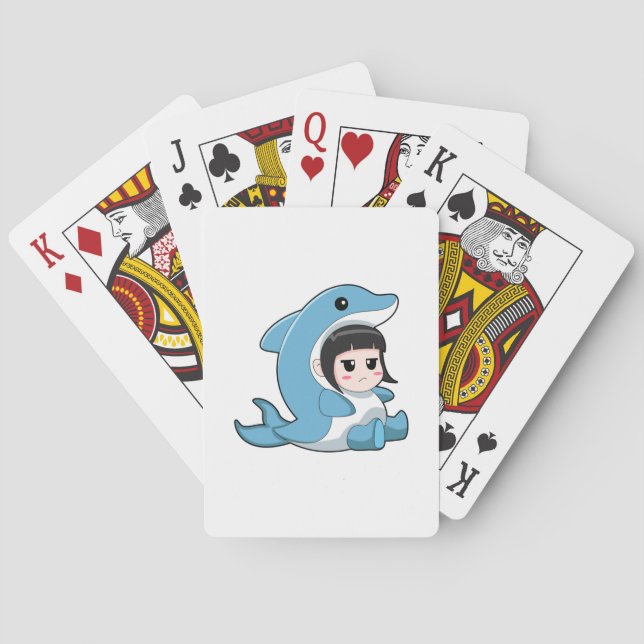 Child with Dolphin Costume Poker Cards (Back)