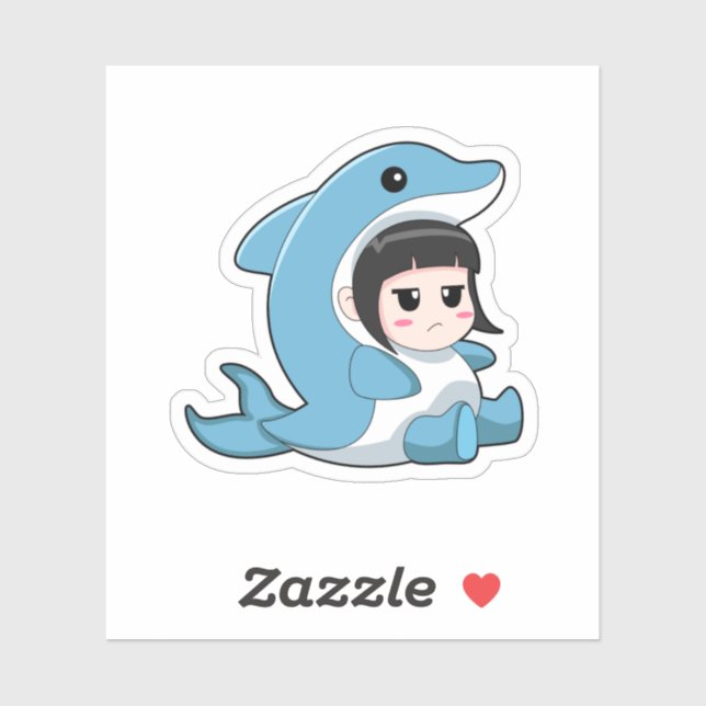 Child with Dolphin Costume Sticker (Sheet)