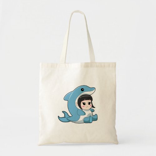 Child with Dolphin Costume Tote Bag