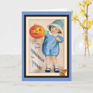 Child with Halloween Jack O' Lantern Card