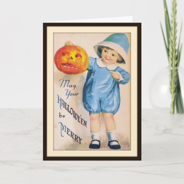 Child with Halloween Jack O' Lantern Card (Front)