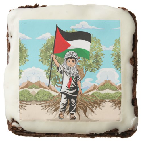 Child with Keffiyeh Palestine Flag and Olive Tree  Brownie