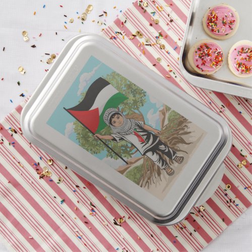 Child with Keffiyeh Palestine Flag and Olive Tree  Cake Pan