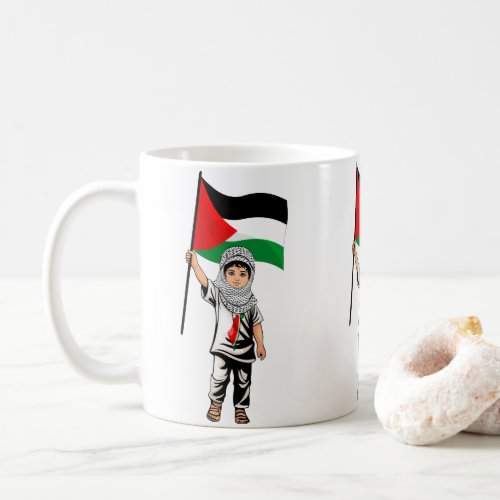 Child with Keffiyeh Palestine Flag and Olive Tree  Coffee Mug