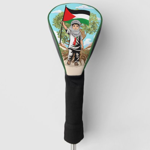 Child with Keffiyeh Palestine Flag and Olive Tree  Golf Head Cover