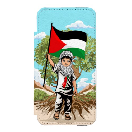Child with Keffiyeh Palestine Flag and Olive Tree  iPhone SE55s Wallet Case