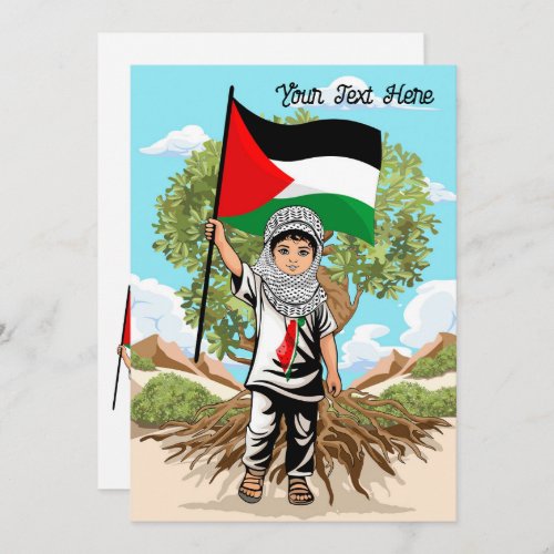 Child with Keffiyeh Palestine Flag and Olive Tree  Invitation