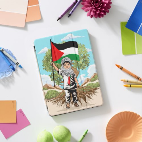 Child with Keffiyeh Palestine Flag and Olive Tree  iPad Air Cover